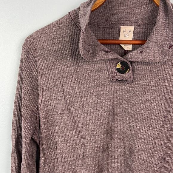 Free people We The Free thermal waffle knit button mock neck pullover - Picture 2 of 10